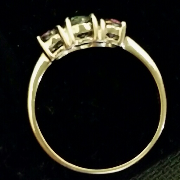 .925 Silver 3-Stone Rainbow Topaz Ring - Picture 4 of 6